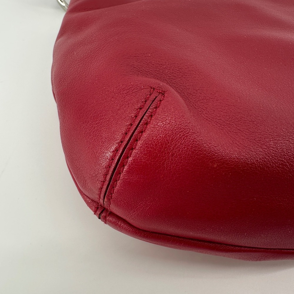 Coach Soho Pleated Flap Shoulder Bag Red Leather Buckle Y2K Vintage F15204 - Picture 5 of 13